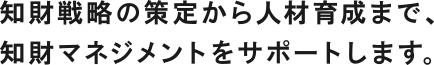 知財戦略の策定から人材育成まで、知財マネジメントをサポートします。